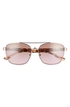 Tory Burch 57mm Gradient Navigator Sunglasses In Rose Gold/ Violet Brown Grad