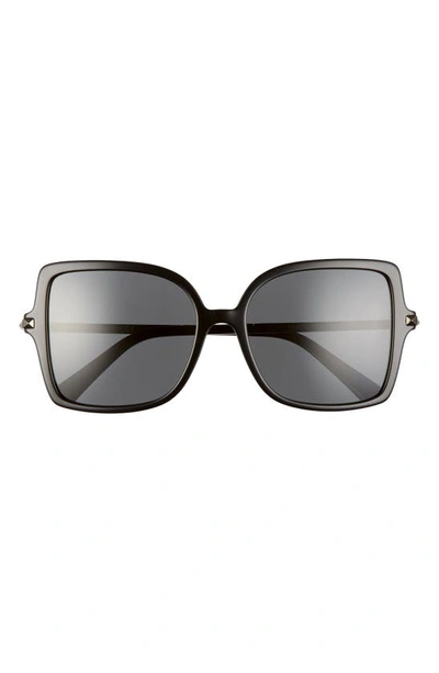 Valentino 56mm Rockstud Butterfly Sunglasses In Black/ Black Solid
