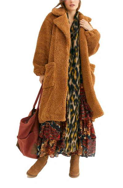 Free People Tessa Teddy Coat In Camel