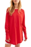 Free People Arden Extra Long Cotton Top In Red Hot
