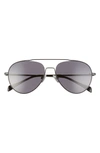 Rag & Bone 58mm Polarized Aviator Sunglasses In Black/ Grey