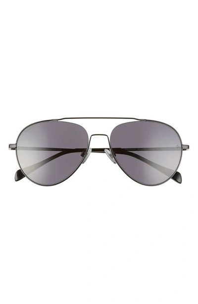 Rag & Bone 58mm Polarized Aviator Sunglasses In Black/ Grey