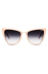 Quay Reina 51mm Gradient Cat Eye Sunglasses In Blush/ Black Fade