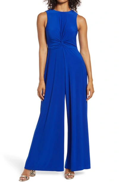 Vince Camuto Twist Front Knit Jumpsuit In Cobalt