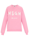 Msgm Sweatshirt With Brushed Logo Print In Pink