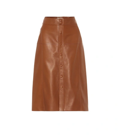 Saint Laurent A-line Leather Midi-skirt In Caramel