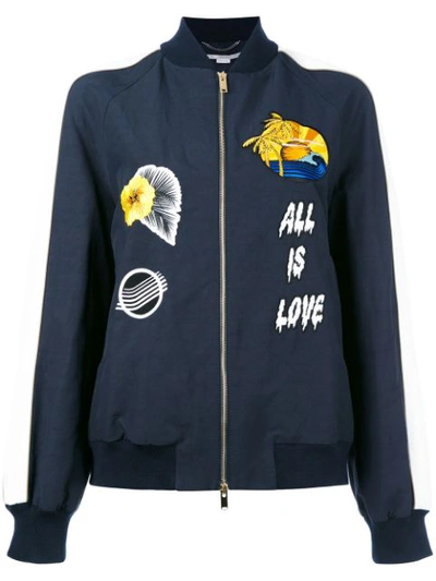 Stella Mccartney Lorinda Surf Patch Embroidered Bomber Jacket In Navy
