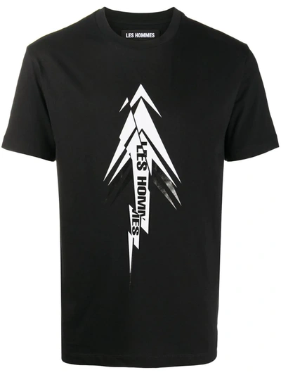 Les Hommes T-shirt In Cotone Con Stampa Grafica E Logo In Black
