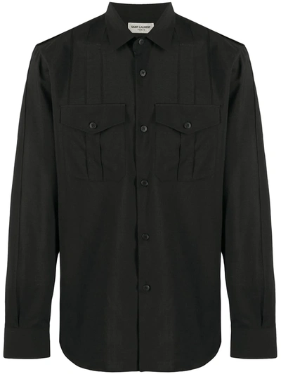 Saint Laurent Wester-style Cotton Shirt In Black