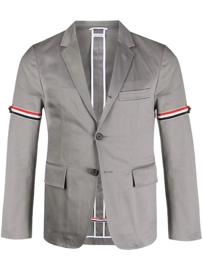 Thom Browne Unconstructed Grosgrain Armband Sport Coat In Grey