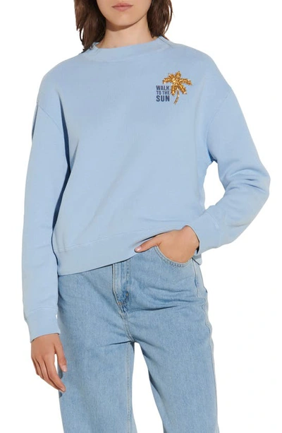 Sandro Sunn Embroidered Sweatshirt In Blue Sky