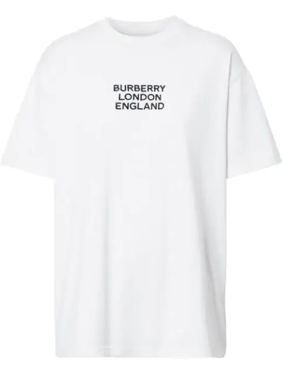 Burberry Embroidered Logo Oversized T-shirt In White