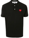 Comme Des Garçons Play Embroidered Logo Polo Shirt In Black