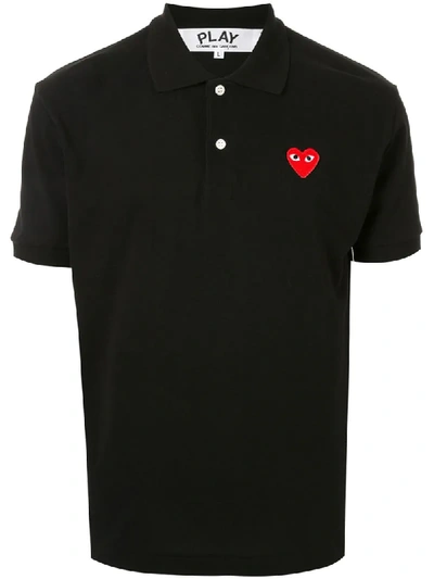 Comme Des Garçons Play Embroidered Logo Polo Shirt In Black