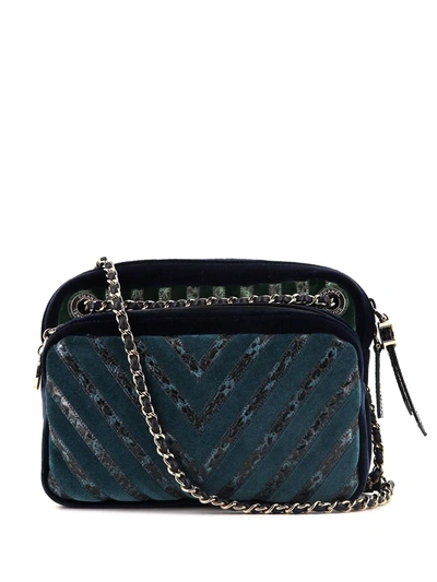 Pre-owned Chanel 2010s Chevron Appliqué Camega Bag In Blue
