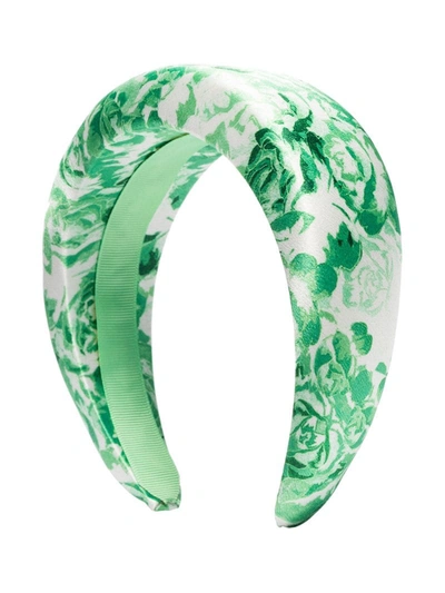 Ganni Green Padded Floral Print Hairband