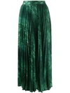 Andamane Becky Snake-print Pleated Skirt In Green