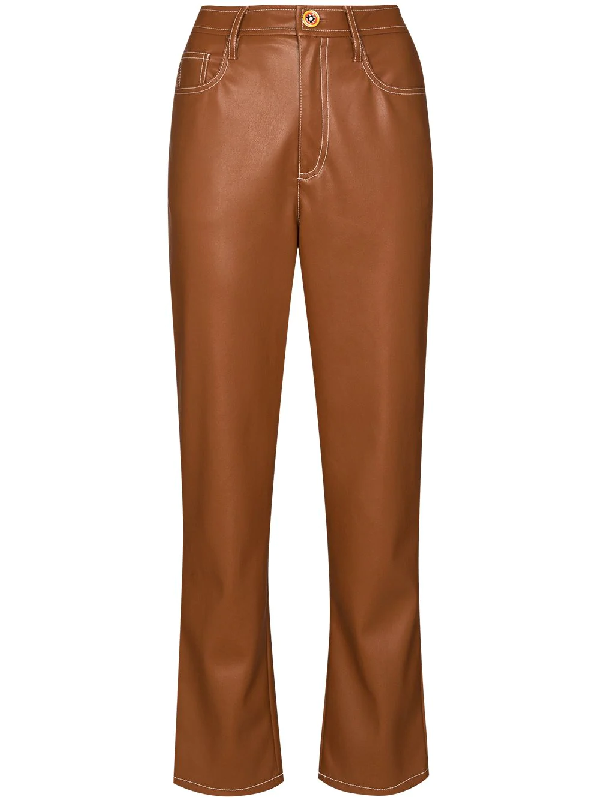 vegan leather wide leg pants