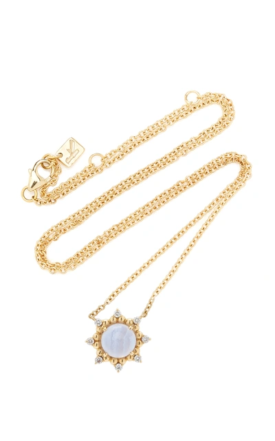 Kathryn Elyse Women's Sunburst 14k Yellow Gold Agate And Diamond Necklace In Purple
