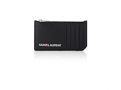 Saint Laurent Rive Gauche Zip Card Case In Black