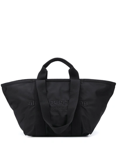 Alexander Wang Large Primal Logo-embroidered Tote Bag In Black