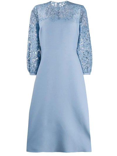 Valentino Lace Panel Dress In Blue
