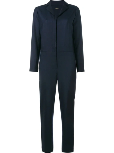 Adam Lippes Notched Lapel Jumpsuit In Blue