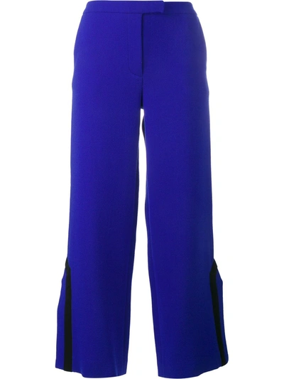 Osman Contrast Trim Side Slit Trousers In Blue