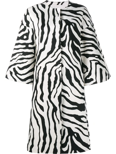 Adam Lippes Zebra Print Cocoon Coat In White