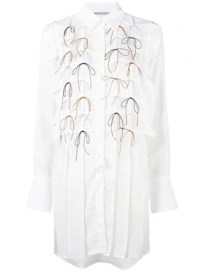 Marco De Vincenzo Pleated Bow Shirt Dress In White