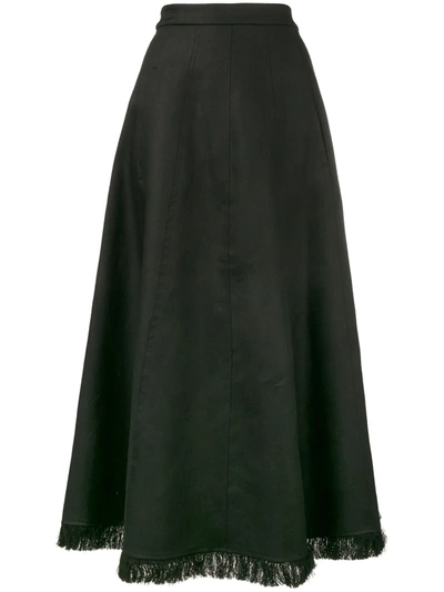 Barbara Casasola Fringe-detail A-line Maxi Skirt In Black