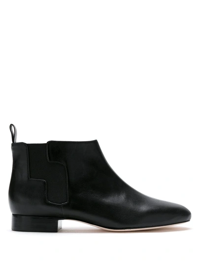 Sarah Chofakian Leather Zig Boots In Black