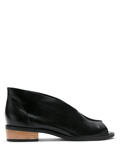 Sarah Chofakian Leather Modern Open Toe Pumps In Black