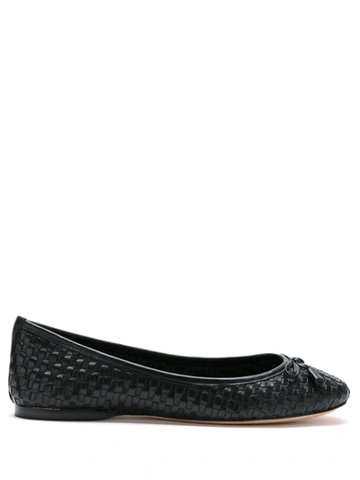 Sarah Chofakian Leather Woven Flats In Black