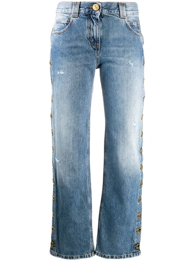 Balmain Button-detail Straight Jeans In Blue
