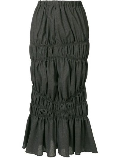 Enföld Tiered Asymmetric Wool Skirt In Grey