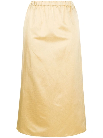 Marni Pleated Straight-fit Skirt In Yellow