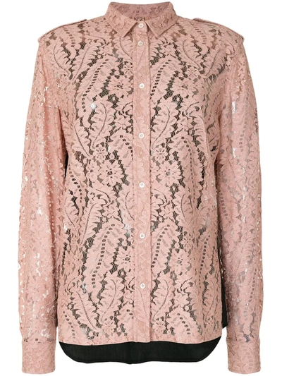 N°21 Floral-lace Shirt In Pink