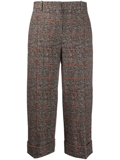 Circolo 1901 Checked Cropped Trousers In Brown