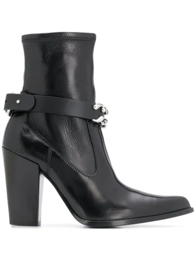 Ermanno Scervino Chain Strap Boots In Black