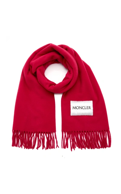 Moncler Women's Fringed Wool Scarf In Light Pink,pink