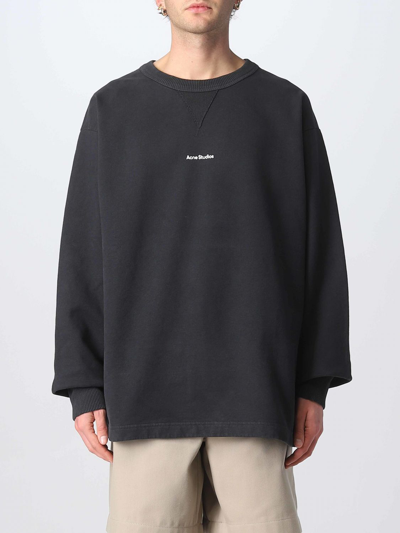 Acne Studios Fin Logo-print Cotton-jersey Sweatshirt In Black