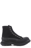 Alexander Mcqueen Leather And Rubber Exaggerated-sole Ankle Boots In Black