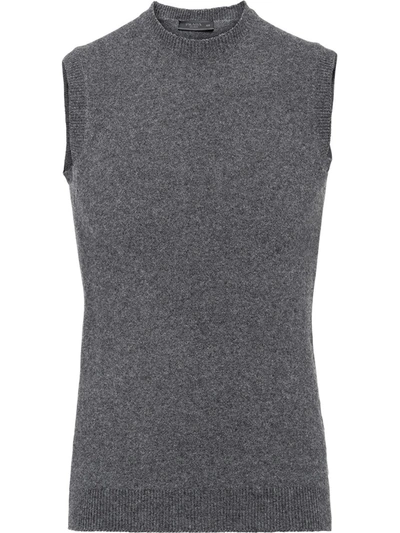 Prada Knitted Cashmere Waistcoat In Grey