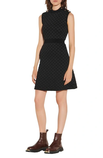 Sandro Many Quilted Lurex Knit Dress In Black