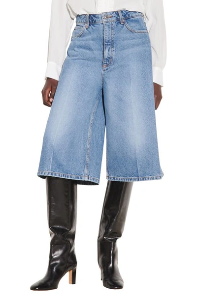 Sandro Vina Denim Culottes In Blue Denim