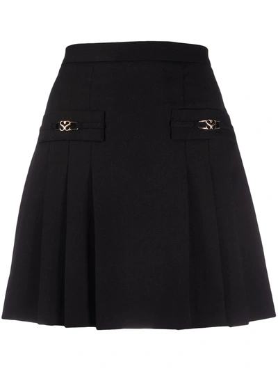 Sandro Rebecca Stitched Pleats Short Skirt In Black