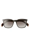 Rag & Bone 52mm Polarized Rectangular Sunglasses In Black/ Grey