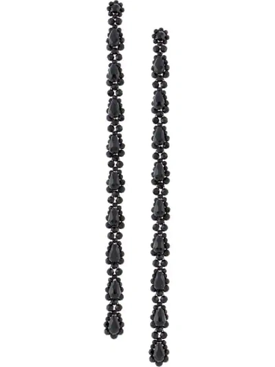 Simone Rocha Long Beaded Drop Earrings In Black