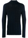 Tagliatore Turtle Neck Chunky Knit Jumper In Blue